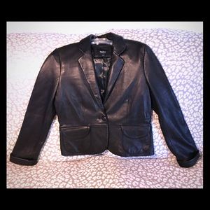 NWOT || Mossimo Black 100% Leather Blazer sz L